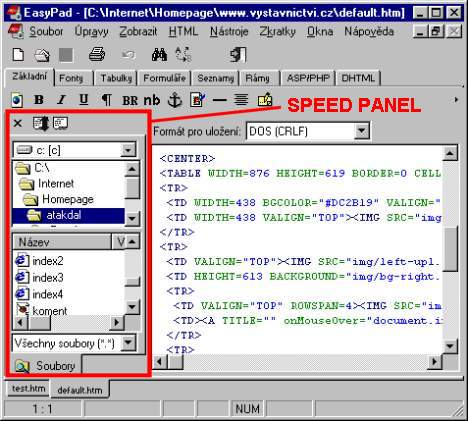 EasyPad - nastavení HTML šablony