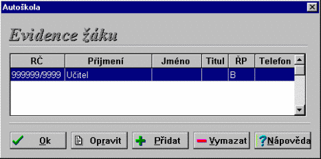 evidence žáků